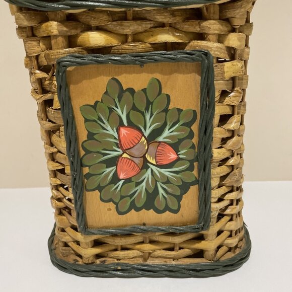 Vintage Woven Wicker Hanging Wall Pocket Basket Americana Forest Cottagecore - Picture 2 of 13